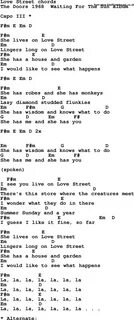 Song Lyrics with guitar chords for Love Street 