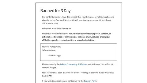 Roblox Banned For 3 Days Youtube - Jockeyunderwars.com