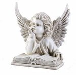 Napco Angel With Book Garden Statue, 8-1/4-Inch Tall by Napc