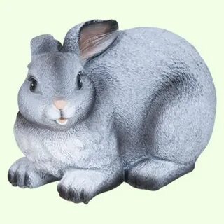 Rabbit Garden Statue *Bunny Sculpture Outdoor *Figurine Gray