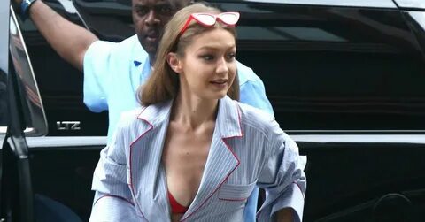 PICS Gigi Hadid's Boobs Nearly Fall Out Of Her Bra!