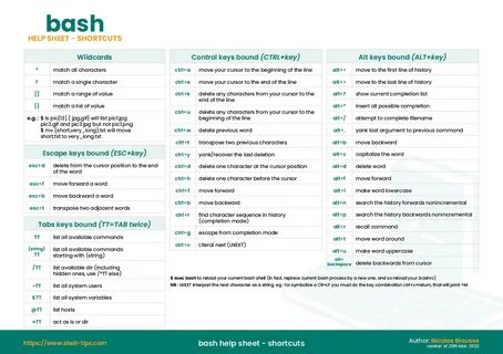 Bash Quick References: A One Page Cheat Sheet