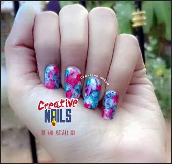 Saran Wrap Technique Nail Art For Holi! - Creative Nails