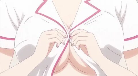 Anime boob blush touch gif
