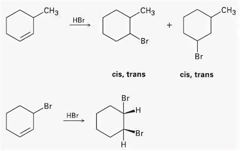 Solved Reaction of HBr with 3-methylcyclohexene yields a mix