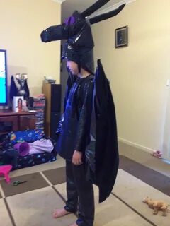 My son in his Minecraft Ender Dragon costume I made for him,