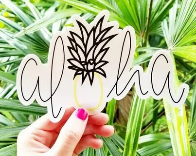 Aloha Pineapple, Laptop Sticker, Pineapple Decal, Pineapple 