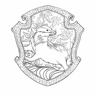 Hufflepuff Crest Coloring Page - Colouring Sketch Coloring P