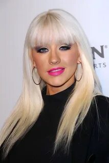 Christina Aguilera Straight Platinum Blonde Blunt Bangs Hair