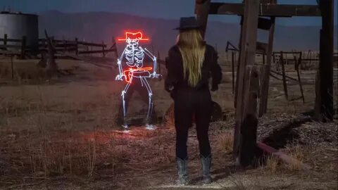 This cowgirl shootout stop-motion was composed of 300 light 