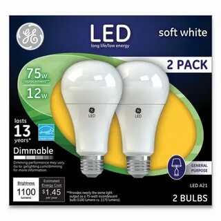 LED Soft White A21 Dimmable Light Bulb, 12 W, 2/Pack