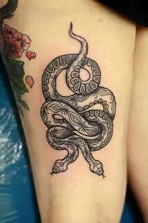 Feminine Two Headed Snake Tattoo