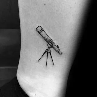 Gentleman With Small Telescope Tattoo On Lower Leg Tattoos f