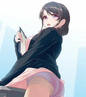 Safebooru - 1girl 40hara ass bangs black jacket brown hair c