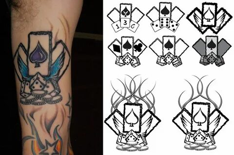 Ace Card And Flaming Dice Tattoos Card tattoo designs, Card 