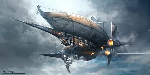 airship by TerryLH on deviantART Steampunk ship, Steampunk a