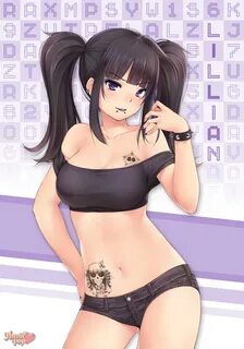 Safebooru - 1girl bangs bare shoulders black hair breasts cl