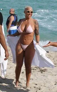 AMBER ROSE in Bikini at a Beach in Miami - HawtCelebs