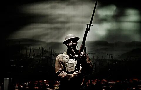 Обои солдат, противогаз, винтовка, Первая мировая война, шты