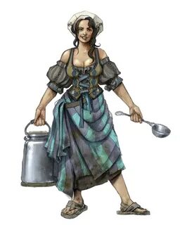 Female Human Commoner Milk Maid - Pathfinder PFRPG DND D&D 3