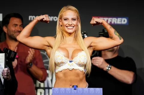 Ebanie Bridges strips down to bra and knickers for weigh in 