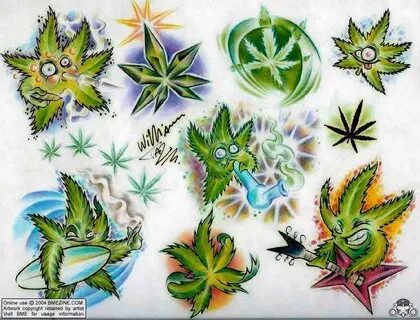 Pot Leaf Tattoo Flash - From the Ground