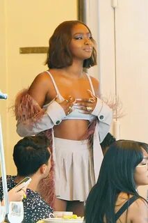 Justine Skye - Sexy Upskirt in a Tiny Mini Skirt Out in New 