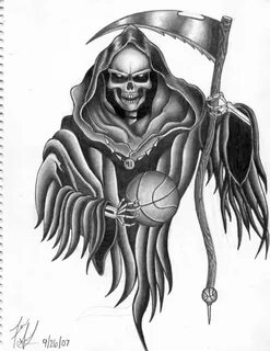 Awful Color Ink Grim Reaper Tattoo Design