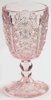 Daisy and Button Pink Water Goblet by Wright Glass, L G Pink