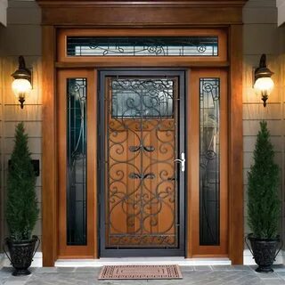 Grisham Naples 36 in. x 80 in. Black Full View Wrought Iron 