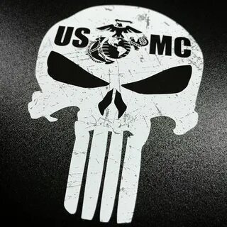 Window Sticker 3 SIZES SEMPER FI Marine Corps Punisher Skull
