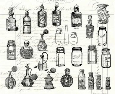 Vintage Bottles Bundle PNG Flacon de parfum Mason Jars Etsy 