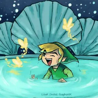 Legend of Zelda Wind Waker art Toon Link playing in The Grea