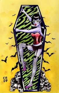 Pinup Ghouls Series - Vampire, Painting by misscarissarose -