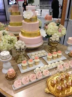 Pink and Gold Sweet Table! Baby shower dessert table, Gold c