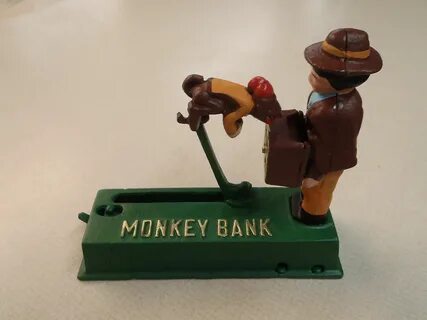 Vintage Cast Iron Monkey Bank Piggy Bank Coin Bank