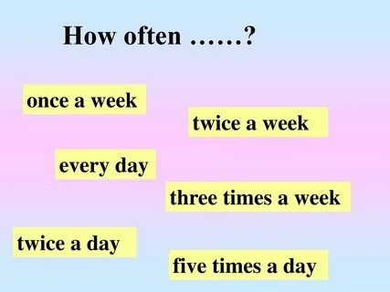How often ..? once a week twice a week every day three times