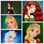 Merida, MK, Rapunzel, Anna, and Elsa- By Maggie Minary Minio