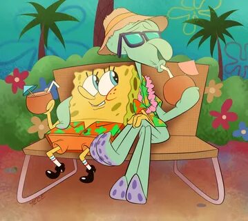 Missing that summer heat Spongebob cartoon, Spongebob drawin