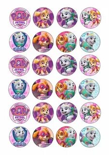 24 GIRLS PINK PAW PATROL Edible Wafer / Rice Paper Cupcake T