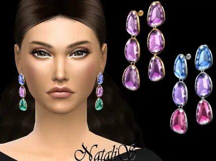 The Sims Resource - NataliS_Mixed color gemstone drop earrin