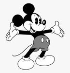 Mickey Mouse Clipart Baseball - Disney Characters Black And 