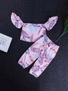 Блузка с рисунками перьев и брюки для девочки SHEIN Россия