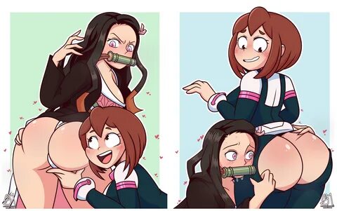 Ochako and Nezuko checking booties SemiDraws 3. Ochako and Nezuko checking ...