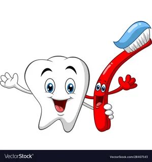 Cartoon dental tooth holding toothbrush Royalty Free Vector