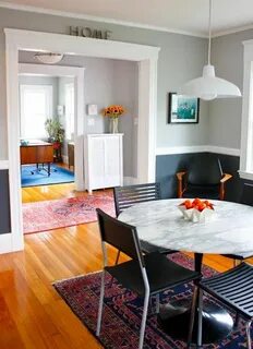 Two Tones of Gray in the Dining Room. Upper - Behr Silver Sa