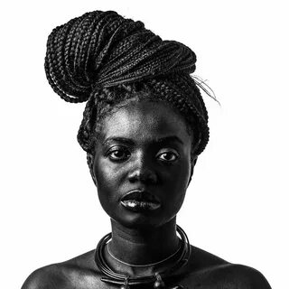 Ebony lady black and white portrait