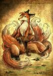 Nine Tail Fox art, Fox artwork, Illustration art