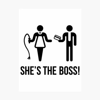 "Sie ist der Boss! (Ehefrau & Ehemann / Schwarz)" Fotodruck 