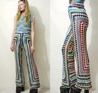 Reserved for Tabitha // CROCHET Pants Rainbow Granny Square 